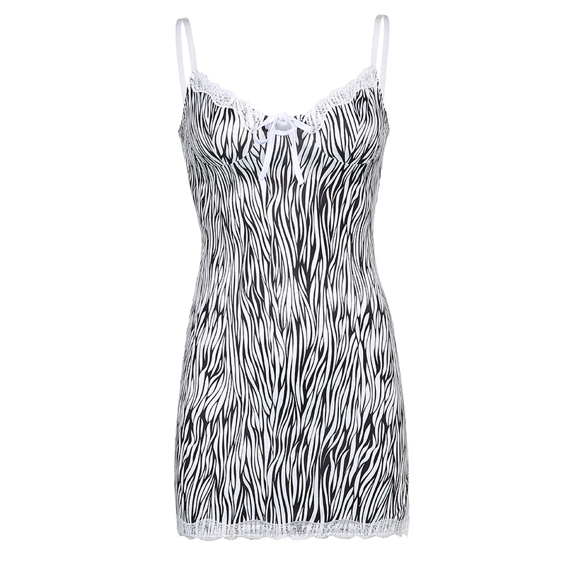 Fashion Striped Stitching Lace Side Sling