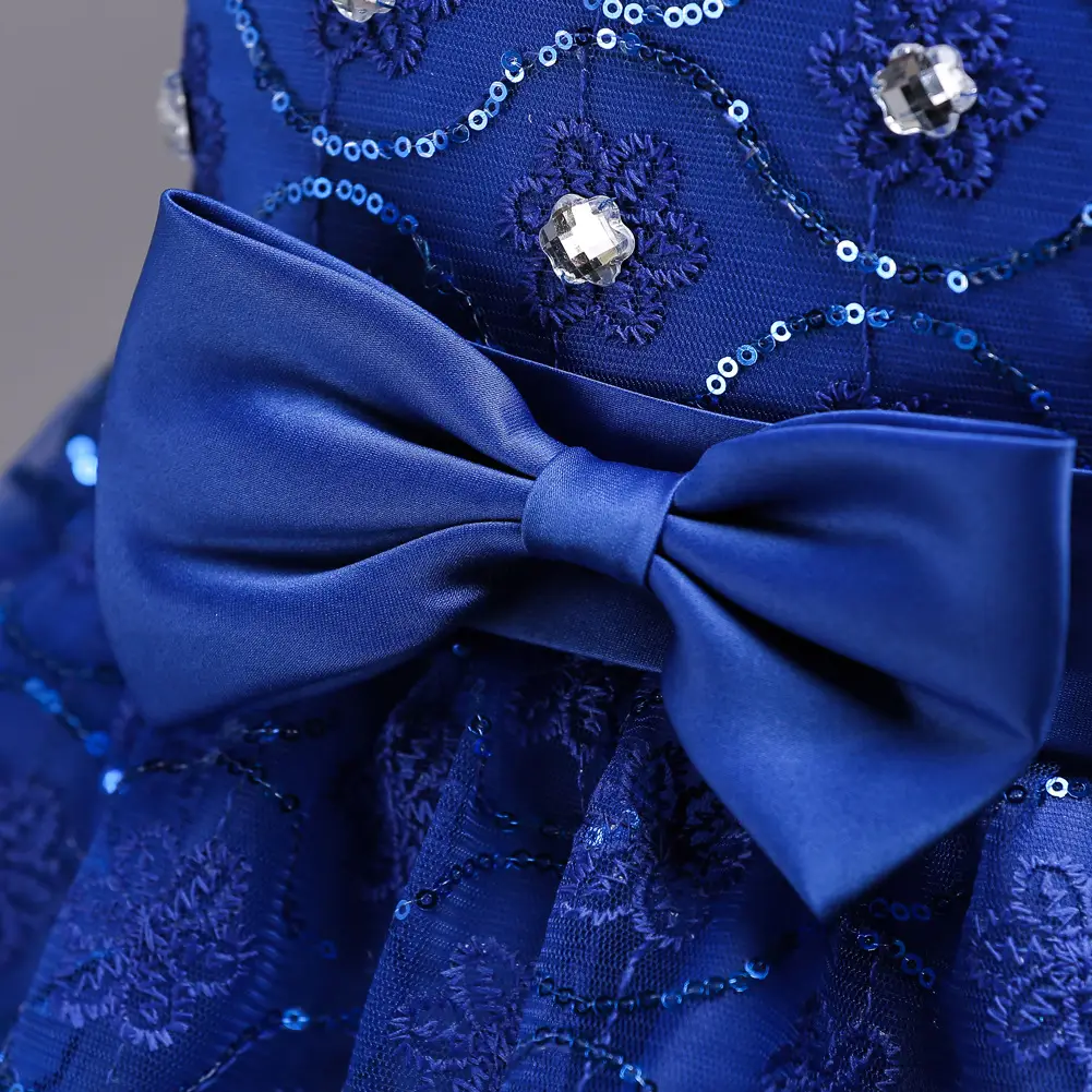 Children's Fashion Bow Lace Dress With Flounces