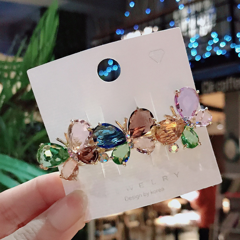 Korean Fashion Rhinestone Crystal Butterfly Hairpin Butterfly Color - Shop at LoveMi