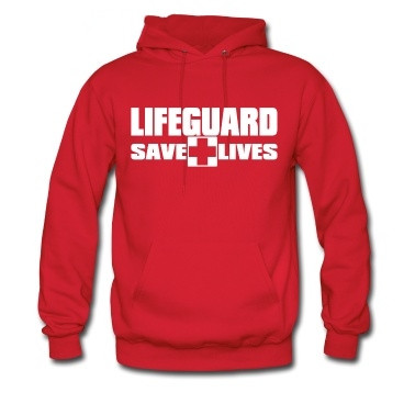 Side Print Lifeguard Man Hoodie Sweatshirt Red Life Guard