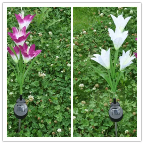 Solar LED Lily Flower Shape Color Changing Light for Garden Lawn Decoration Purplewhite - Shop at LoveMi