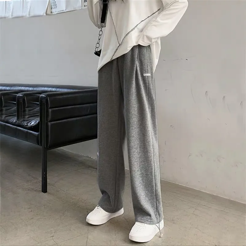 Wear Warm Wide-Leg Trousers And Leggings - Dark Grey
