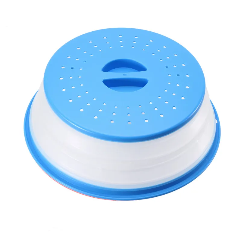 Collapsible Microwave Ovens Cover Food Storage Fresh-keeping Cover Fruit Vegetables Colander Strainer Lid Drain Basket - Blue