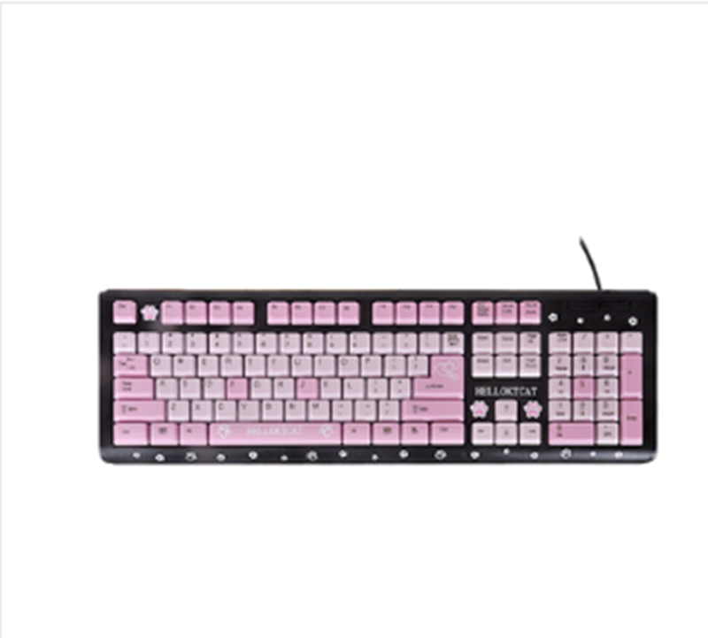 Cartoon Cute Pink Waterproof Wired tastatur Home - Miniatyr 11