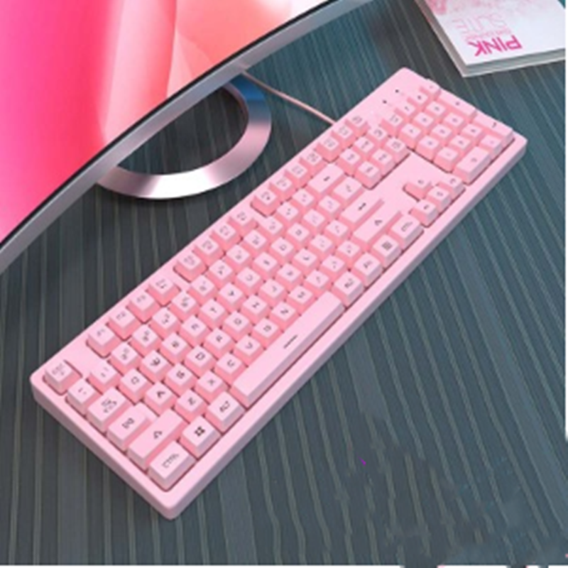 Cartoon Cute Pink Waterproof Wired tastatur Home - Miniatyr 2