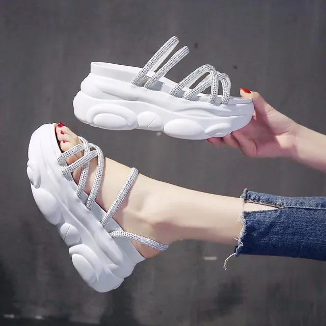 Net Celebrity Slippers In Thick soled Sponge Cake White - Shop at LoveMi