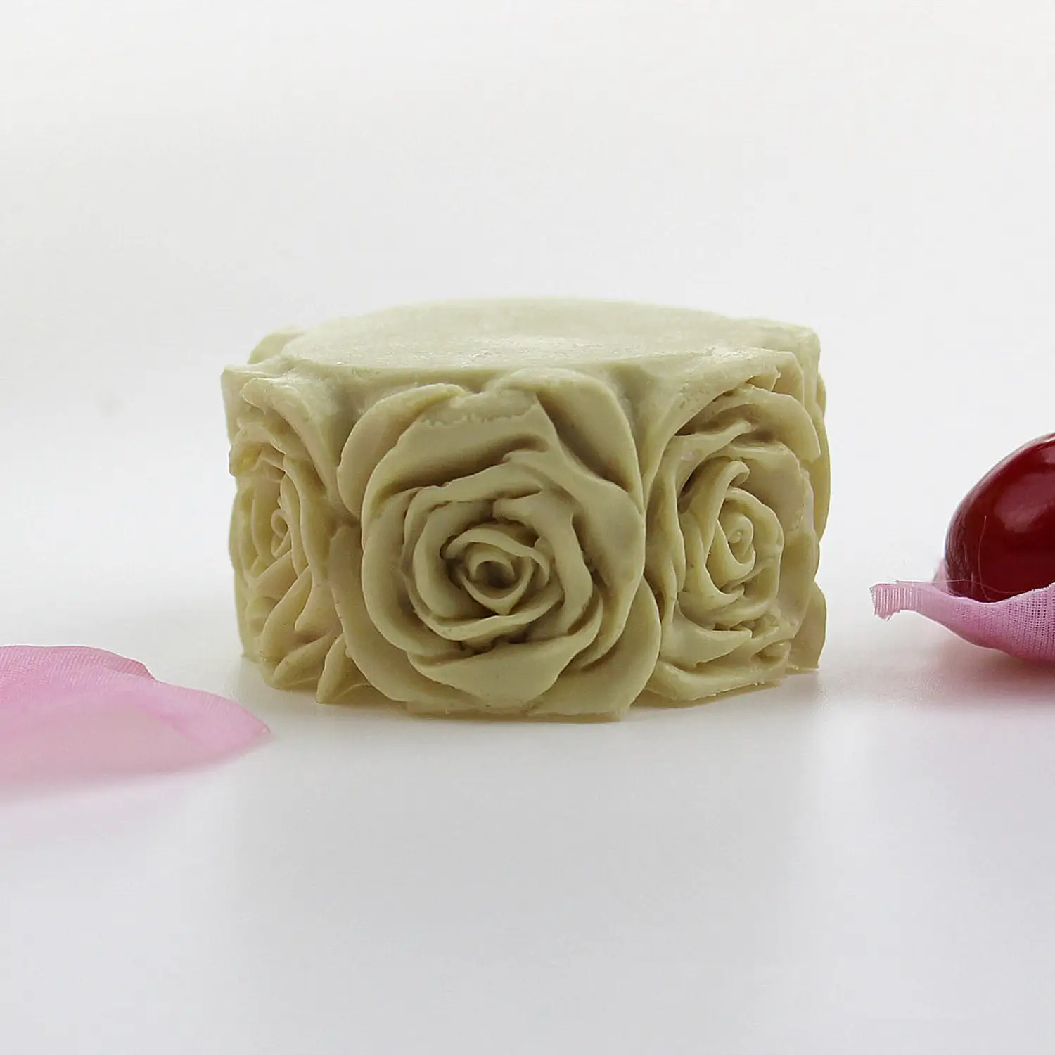 Cylindrical Rose Garland Chocolate Silicone Mold Fondant Birthday Cake