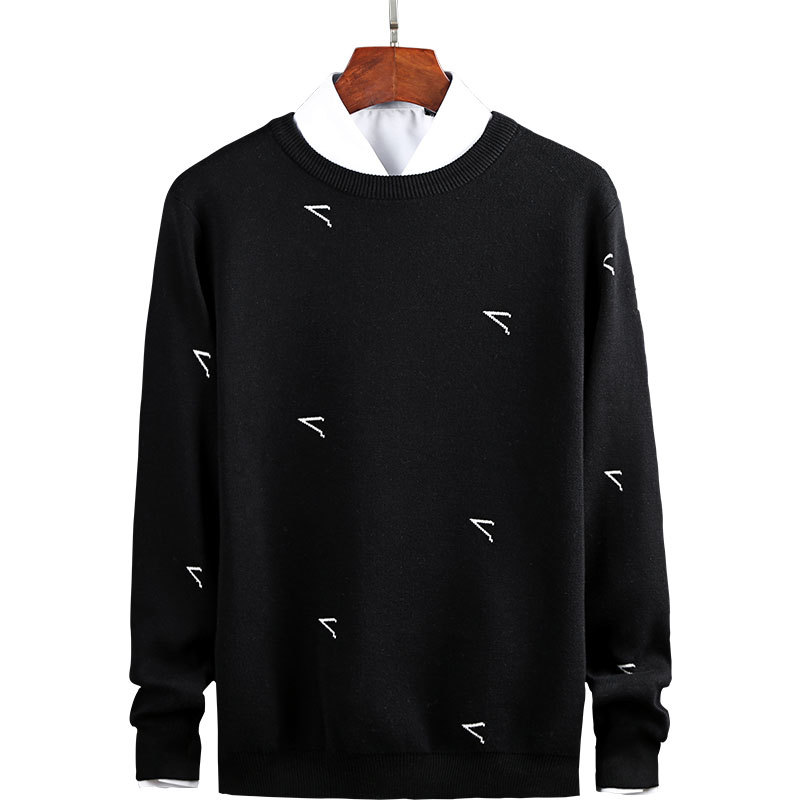 Title 2, Black Round Neck Pullover Long Sleeve Sweater