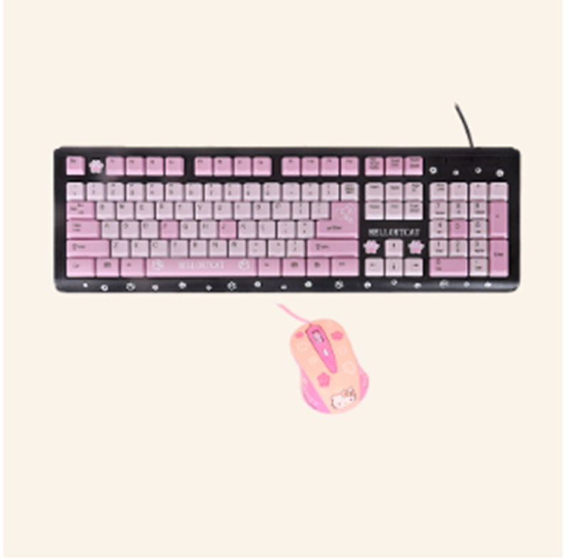 Cartoon Cute Pink Waterproof Wired tastatur Home - Miniatyr 10