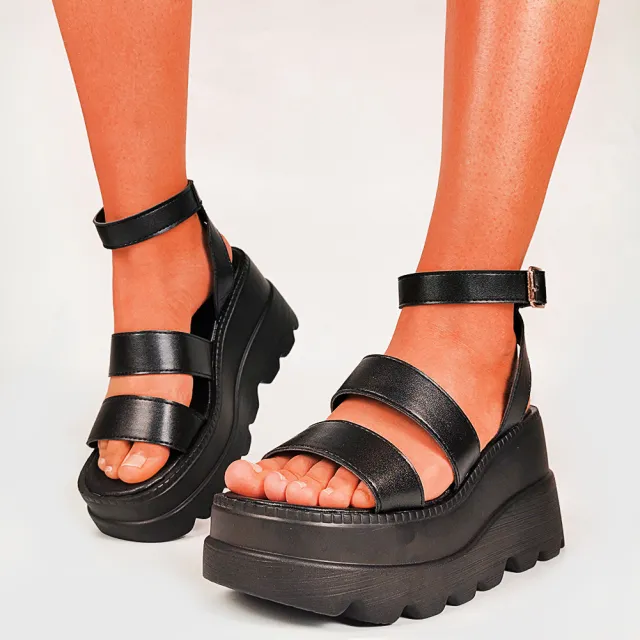 Fashion pring New High heel Platform Sandals Female Black - Shop at LoveMi