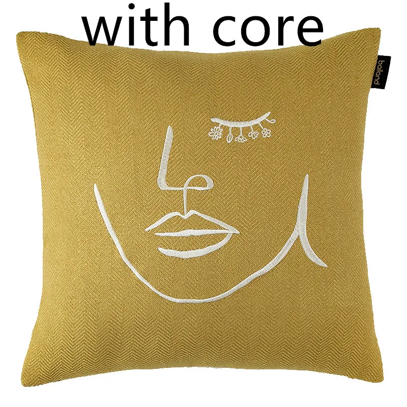 Pillow Sofa Cushion Back Pillow Case Core Waist Pillow - Yellow With Core
