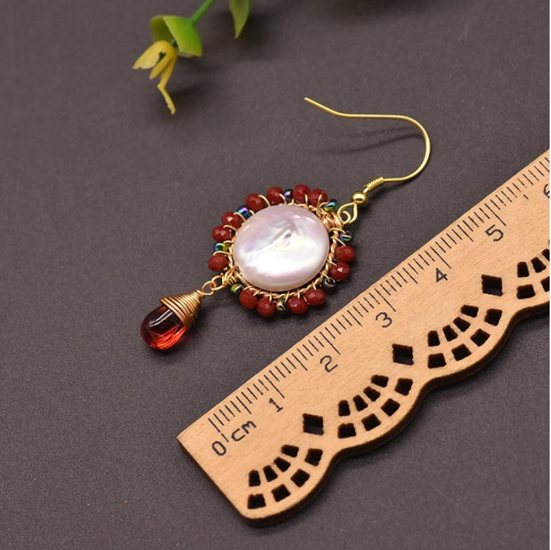 Pure Natural Baroque Pearl Retro Lady Earrings Temperament