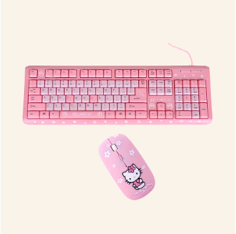 Cartoon Cute Pink Waterproof Wired tastatur Home - Miniatyr 9
