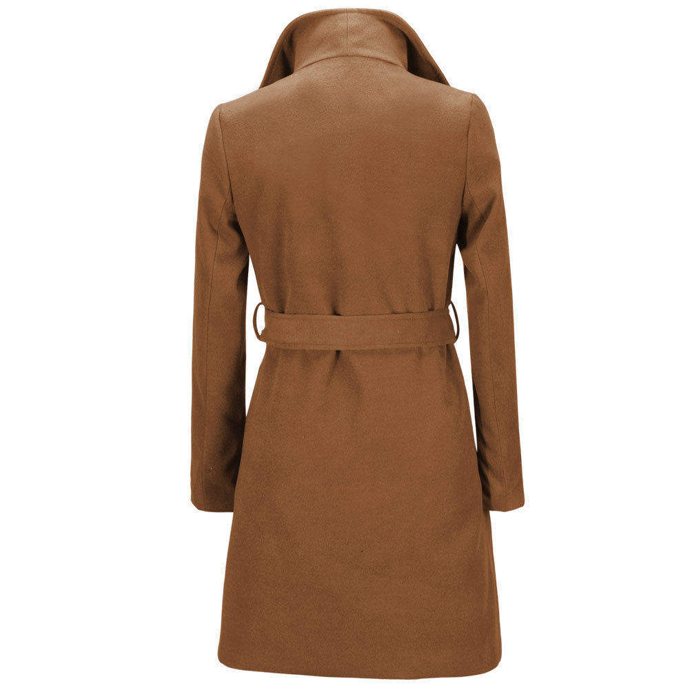 Women's Woolen Coat Slim Long Woolen Coat Brown - Shop at LoveMi