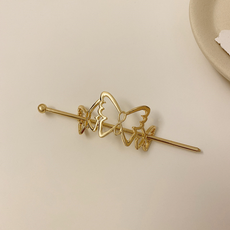 Metallic Cold Wind Simple Modern Hairpin Golden Butterfly - Shop at LoveMi