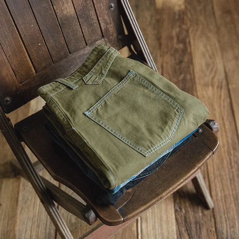 Japanese Retro Army Green Paris Buckle Wide-leg Daddy Pants