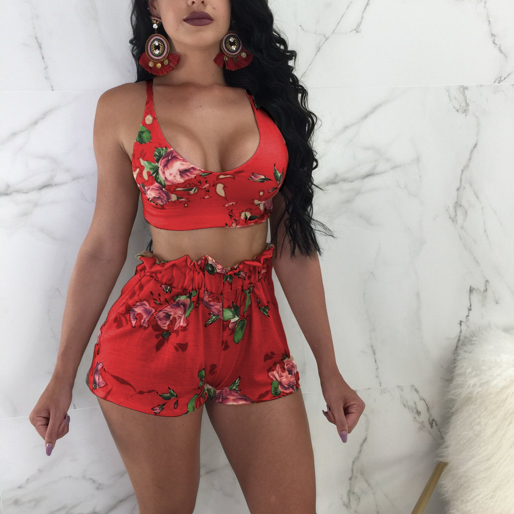 Explosive Print Sexy Summer Two-Piece Suit