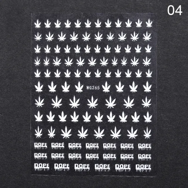 Nail Art New Large 3D Maple Leaf Sticker DIY 6 color Laser Bronzing Nail Decal White - Shop at LoveMi