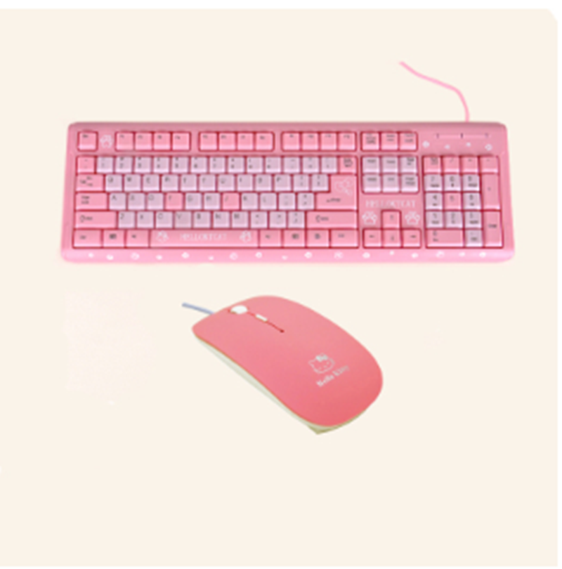 Cartoon Cute Pink Waterproof Wired tastatur Home - Miniatyr 7