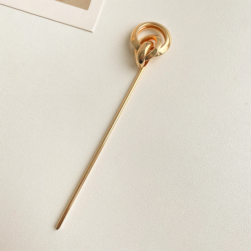 Metallic Cold Wind Simple Modern Hairpin Golden Brass Scepter - Shop at LoveMi