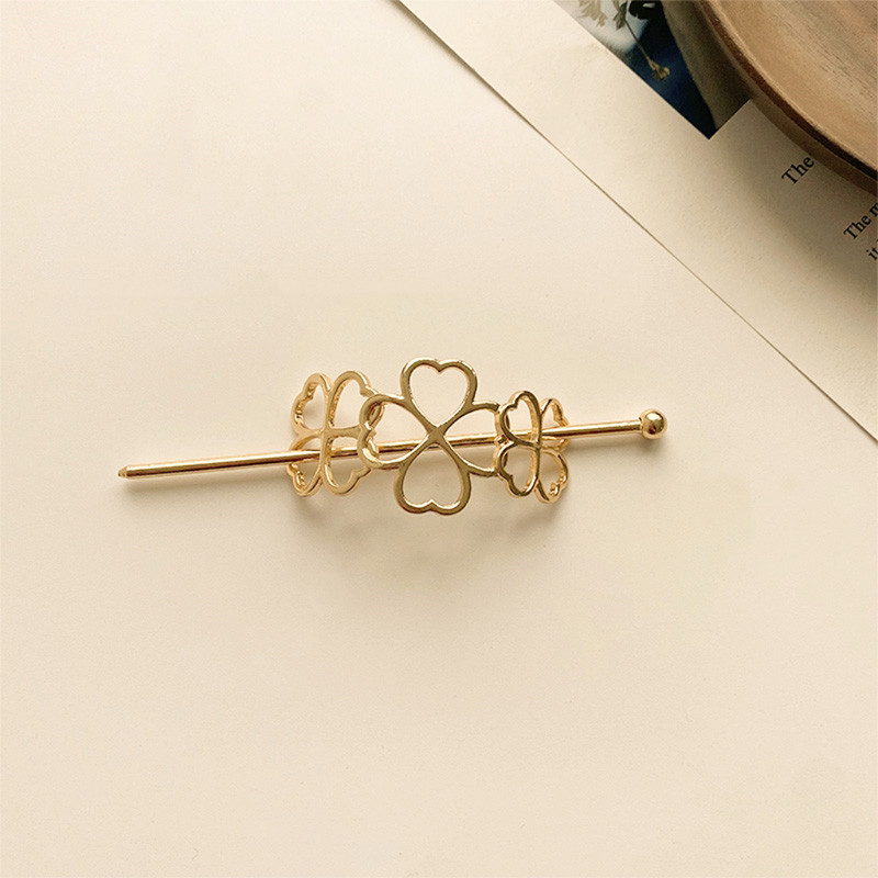Metallic Cold Wind Simple Modern Hairpin Golden Four Leaf Clover - Shop at LoveMi