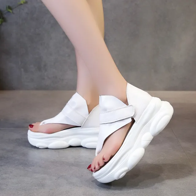 Women's Platform Sandals With Flip Flops, High Heeled Wedge Heels White - Shop at LoveMi