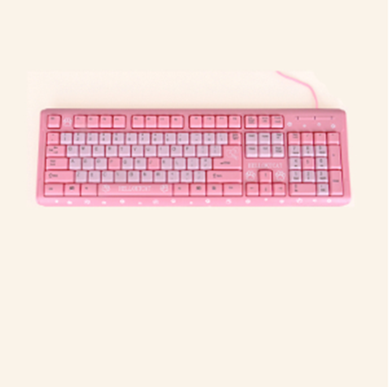 Cartoon Cute Pink Waterproof Wired tastatur Home - Miniatyr 4