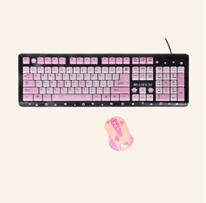 Cartoon Cute Pink Waterproof Wired tastatur Home - Miniatyr 5