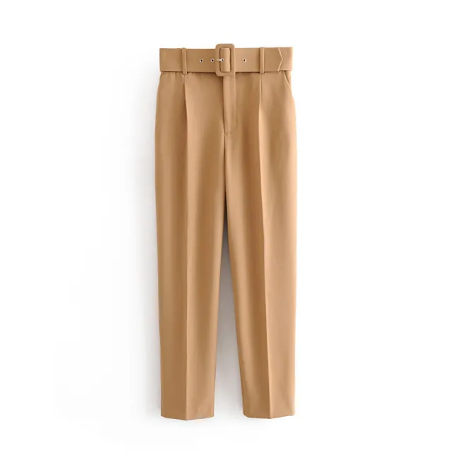 European And American Women's Clothing Plus Color With Belt Pants Camel - Shop at LoveMi