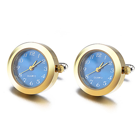 High Quality Men's Copper Plating Clock Round Cufflinks