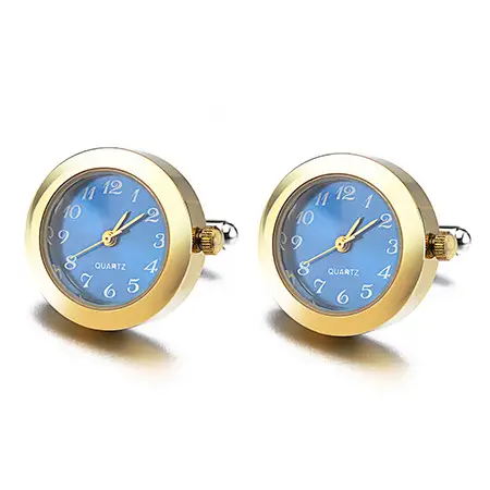 High Quality Men's Copper Plating Clock Round Cufflinks