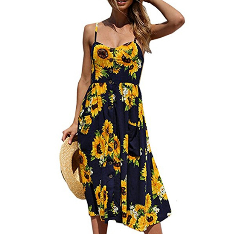 Fashion Women's Printed Sling Long Dress