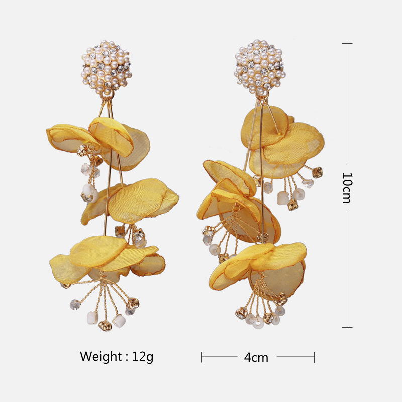 Alloy Rhinestone Handmade Flower Lace Earrings