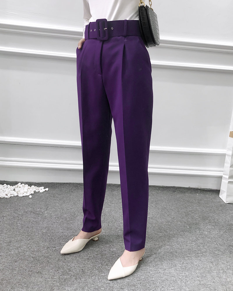 European And American Women's Clothing Plus Color With Belt Pants