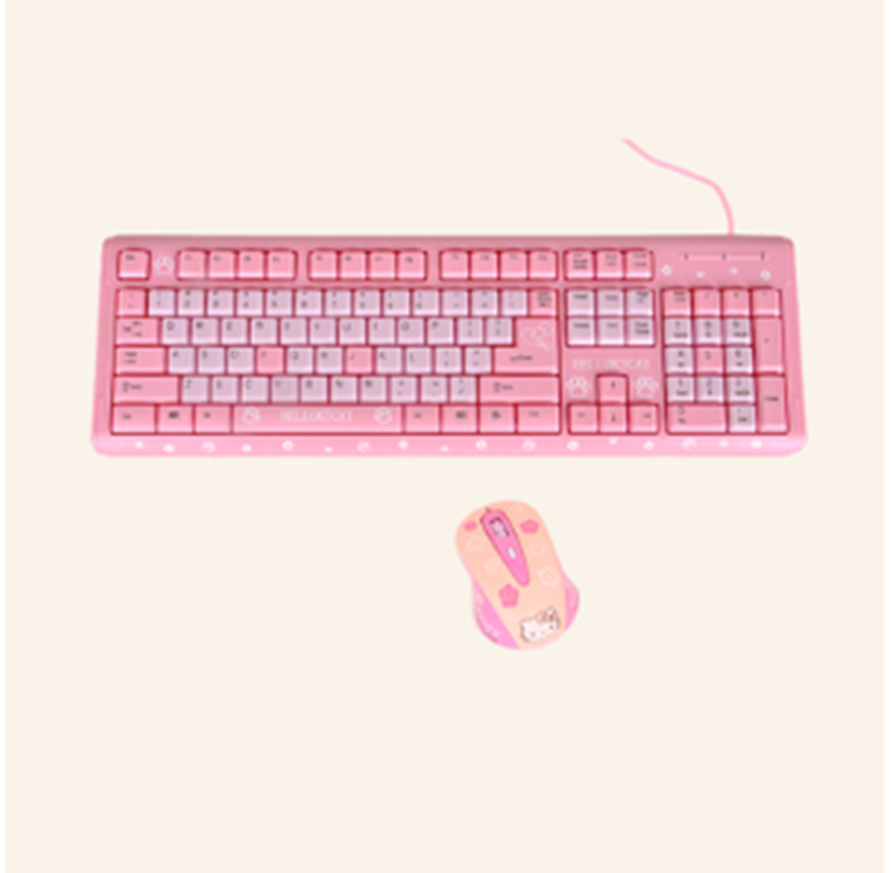 Cartoon Cute Pink Waterproof Wired tastatur Home - Miniatyr 8