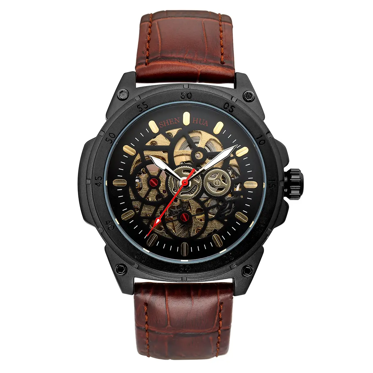 Men's Fashion Casual Hollow Nostalgic Style Automatic Mechanical Watch