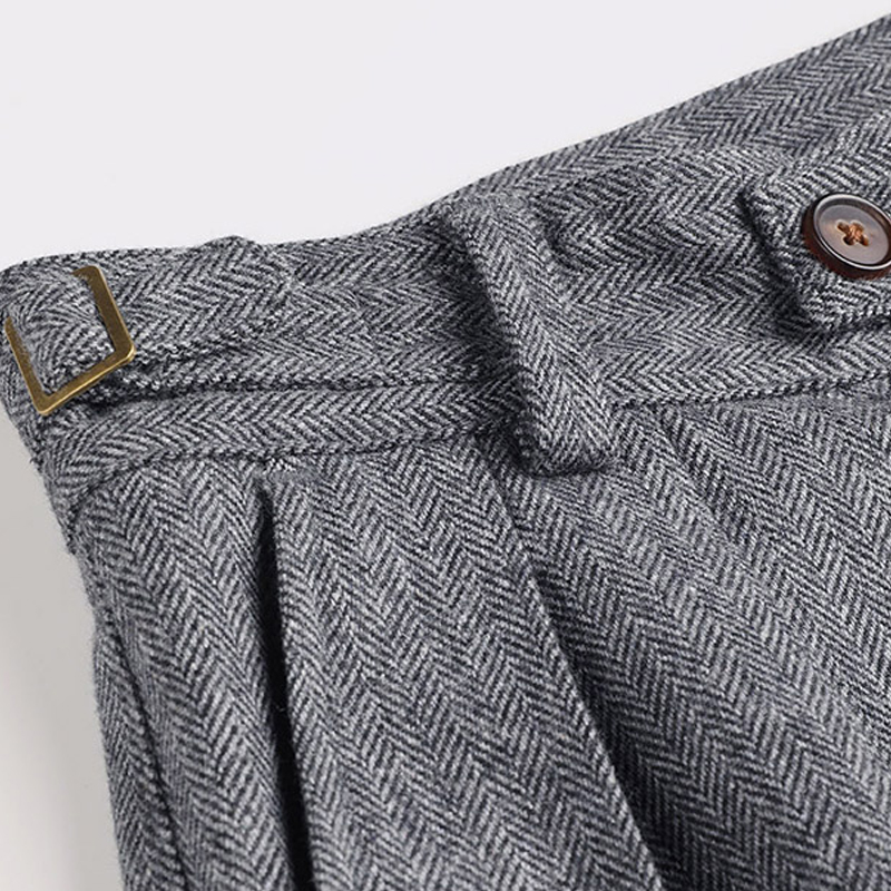 Men's Wool Woolen High-Waisted Loose Trousers