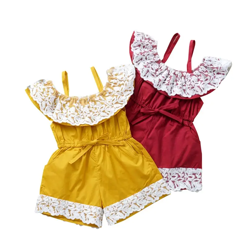 Children's Clothing Jumpsuit One-shoulder Strap Lace