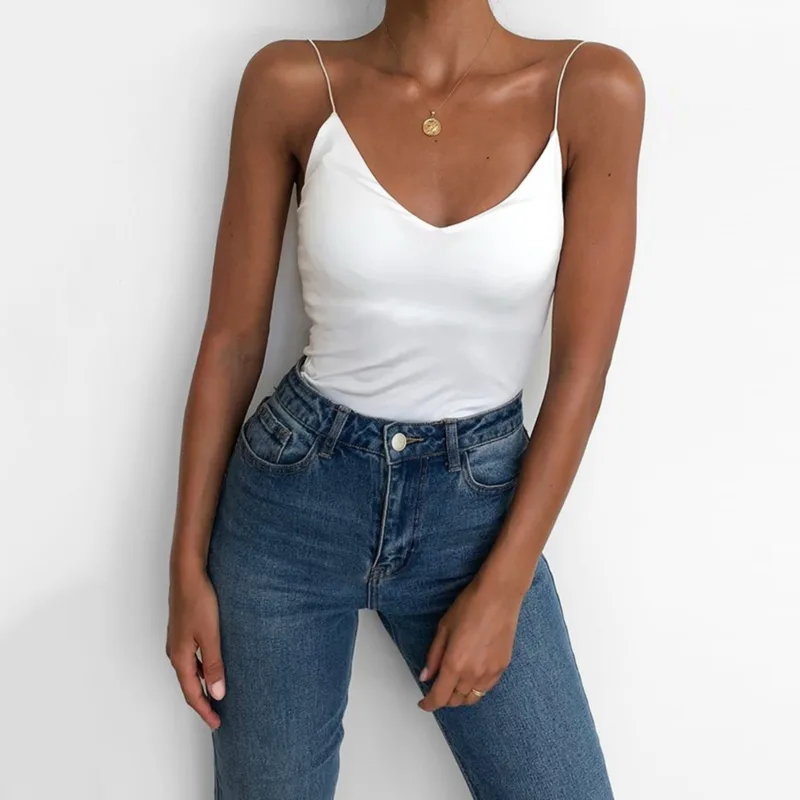 Satin Women Thin Wild Solid Camis Vest Tank Tops