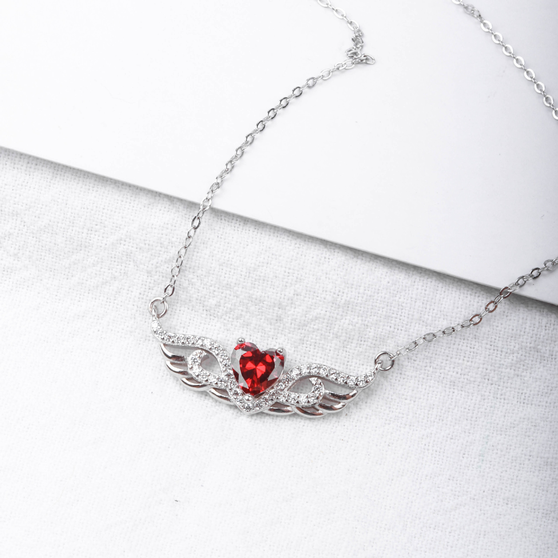 Flying Love Necklace S925 Silver Red Heart