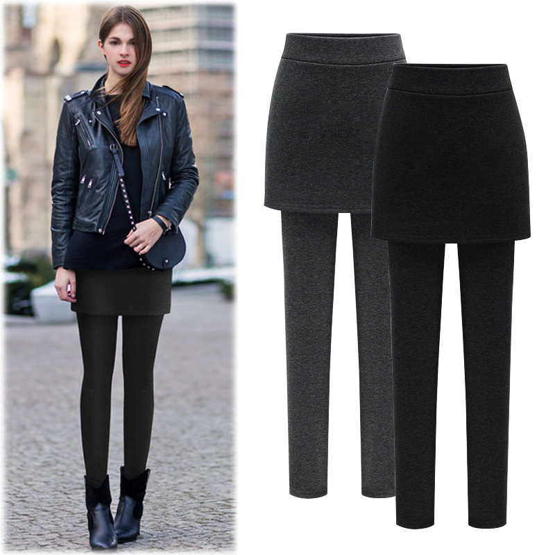 Fake Two-Piece Leggings Plus Velvet Thickening Women Keep Warm And Look Thin
