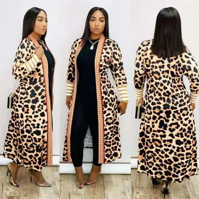 Fashion Windbreaker Playing Card Printing Long Coat Leopard - Shop at LoveMi
