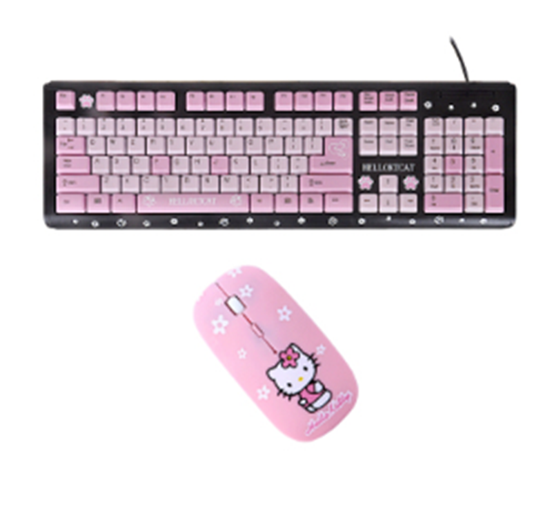 Cartoon Cute Pink Waterproof Wired tastatur Home - Miniatyr 6