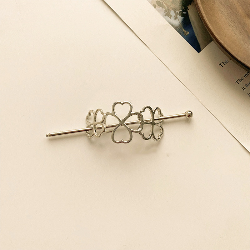 Metallic Cold Wind Simple Modern Hairpin Silver Clover - Shop at LoveMi