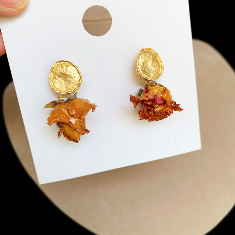 Preserved Flower Petal Sen Series Real Flower Earrings