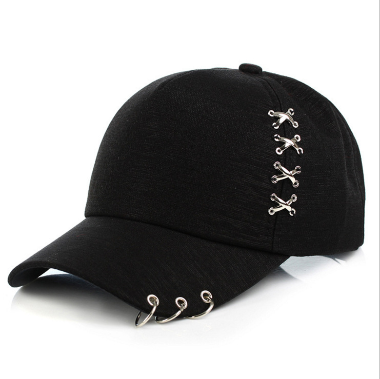 Spring And Autumn Metal Cross Hoop Duck Tongue Baseball Cap