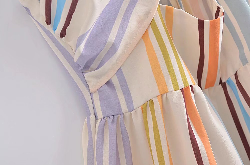 Women's Slim Color Striped Halter To Dress