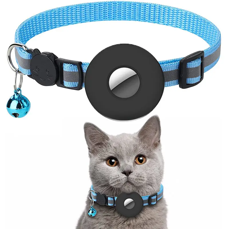 Airtag Pet Collar With Bell Reflective Adjustable