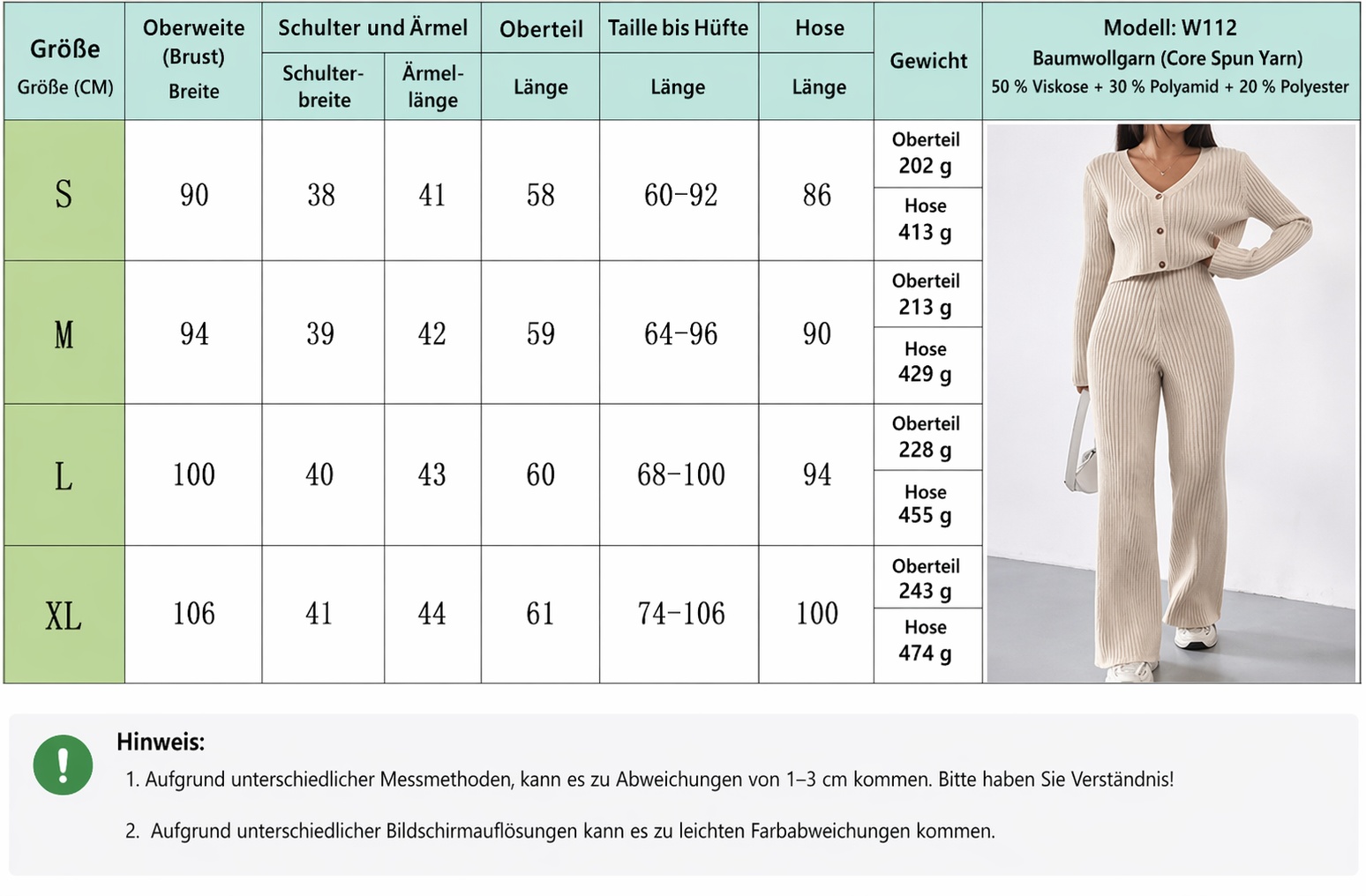 Damen Zweiteiler Strick Set