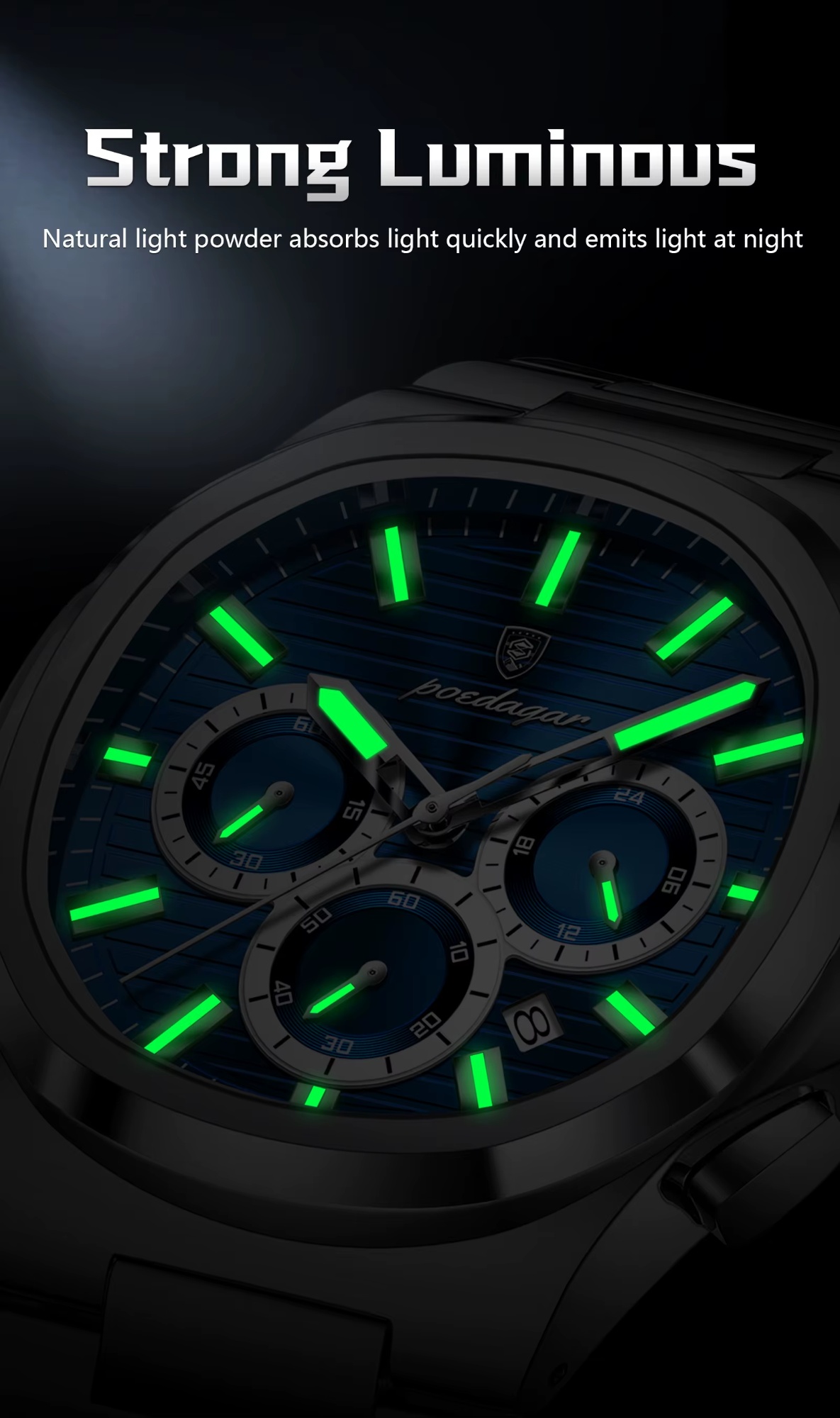 Poedagar 834 Steel Quartz watch for Men
